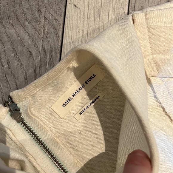 Isabel Marant Etoile natural cream canvas raw hem short sleeve top Size XS (34) - Picture 2 of 4
